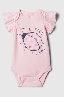 Gap Pink Ladybug Ruffle Short Sleeve Bodysuit (Newborn-24mths) (154485) | €13