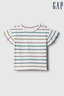 White - Gap Print Short Flutter Sleeve Crew Neck T-shirt (3mths-5yrs) (154702) | kr150