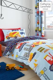 Catherine Lansfield Blue Kids Construction Easy Care Duvet Cover And Pillowcase Set (154748) | AED78 - AED94