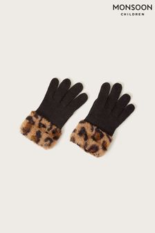 Monsoon Black Faux Fur Animal Cuff Gloves (154853) | €20