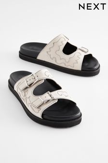 Leather Western Footbed Sandals
