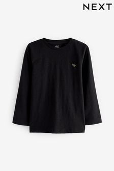 Black - Long Sleeve Plain T-shirt (3mths-7yrs) (155555) | kr70 - kr110