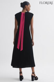 Florere Velvet Tie Neck Midi Dress (156379) | $358