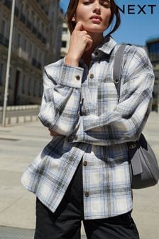 Blue/Neutral Check Long Sleeve Shacket (156419) | AED88