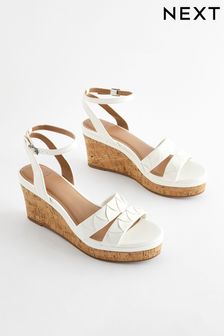 White Extra Wide Fit Forever Comfort® Double Strap Wedges (156430) | ₪ 130
