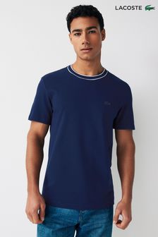 Темно-синий - Lacoste футболка из пике с полосками на воротнике (156496) | €93