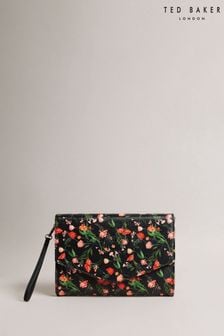 Ted Baker Paiticn Floral Printed Envelope Black Pouch (156512) | $69