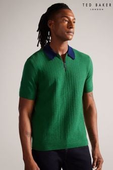 Зеленый - рубашка поло с короткими рукавами и контрастным воротником Ted Baker Arwik (156860) | €113