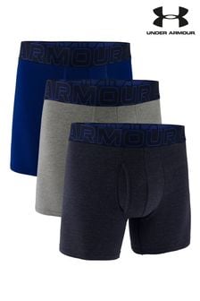 Blau/Grau - Under Armour Performance Boxershorts aus Baumwolle im 3er-Pack (157167) | 53 €