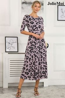 Розовое трикотажное платье макси с цветочным принтом Jolie Moi Ozella (157182) | €55