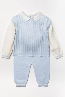 Rock-A-Bye Baby Boutique Blue Knitted Two-Piece Top and Trousers Set (157275) | 32 €