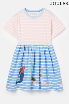 Joules Skye Pink & Blue Jersey T-Shirt Dress (157348) | KRW63,900 - KRW70,300