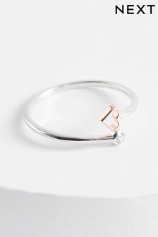 Sterling Silver & Rose Gold Plated Heart Open Twist Ring (157965) | ₪ 60