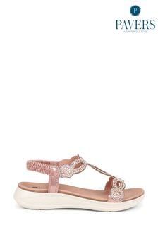 Pavers Pink Embellished Flatform Sandals (158052) | AED194