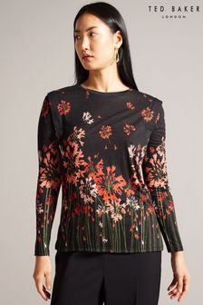 Ted Baker Black Printed Feonlaa Fitted T-Shirt With Shoulder Detail (158068) | ₪ 277