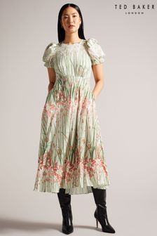 Ted Baker Cream Zahrria High Low Hem Dress With Puff Sleeve (158182) | OMR101