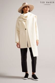 Ted Baker Cream Skylorr Scarf Detail Coat (158211) | AED1,764