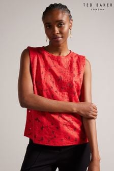 Ted Baker Red Bettyan Jersey Shoulder Detail Tank Top (158235) | OMR34