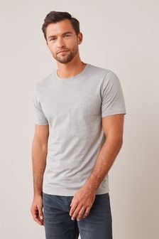 Серый меланж - Зауженный крой - Базовая футболка с круглым вырезом (158264) | €9
