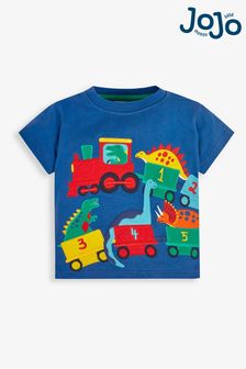JoJo Maman Bébé Cobalt Dino Train Appliqué T-Shirt (158396) | SGD 29