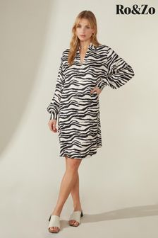 Ro&zo Zebra Print Collar Detail White Short Dress (158403) | 60 €