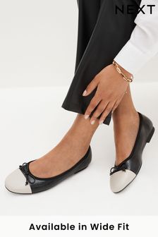 Black/White Toe Cap Regular/Wide Fit Forever Comfort® Ballerinas Shoes (158445) | ₪ 73