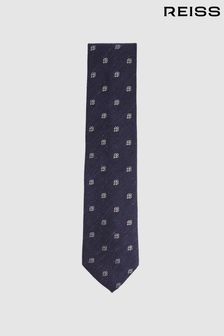Темно-синий - Фактурный шелковый галстук с цветочным принтом Reiss Francesco Blend (158633) | €104