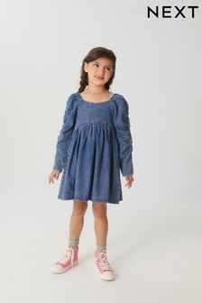 Джинсовый синий - Платье с принтом и присборенными рукавами (3-16 лет) (159123) | €15 - €19