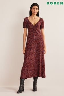 Boden Petite Ruched Front Jersey Midi Dress (159211) | 267 zł
