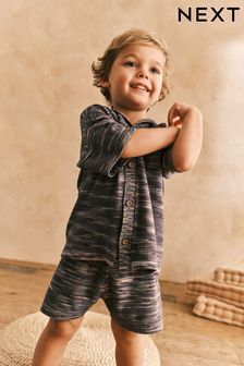 Grey Space Dye Short Sleeved Shirt Set (3mths-10yrs) (159267) | AED97 - AED116
