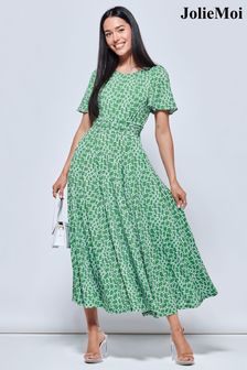Jolie Moi Green Boat Neck Angel Sleeve Maxi Dress (159332) | SGD 165