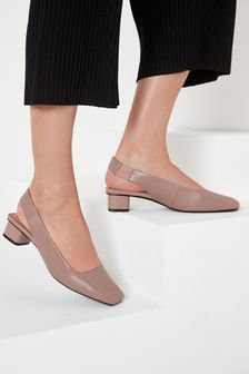 Rose Pink Regular/Wide Fit Forever Comfort® Leather Slingback Block Heel Shoes (159368) | 50 €