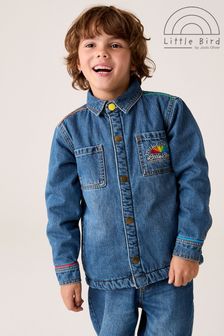 Little Bird By Jools Oliver Borg Lined Washed Denim Rainbow Embroidered Shacket (159567) | ￥6,710 - ￥7,890