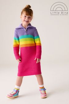 Little Bird by Jools Oliver Pink Striped Knitted Jumper 100% Cotton Dress (159673) | SGD 54 - SGD 66