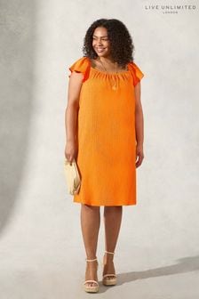 Live Unlimited Curve Sommerkleid mit gerüschter Schulter, Orange (159723) | 50 €