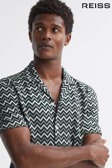 Reiss Multi Balsa Ribbed Striped Cuban Collar T-Shirt (160056) | €70