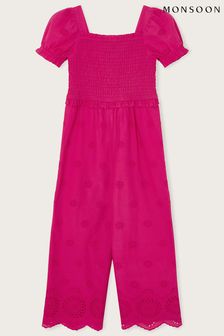 Roza nabrana enodelna obleka z vezenino Monsoon Schiffly (160250) | €21 - €24