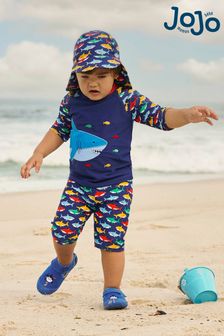 JoJo Maman Bébé Shark Kids' Flap Sun Protection Hat (160383) | $39