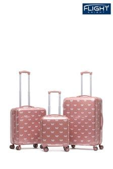 Розовое золото/белая бабочка - Набор черных чемоданов и ручной клади в клетку Flight Knight из 3 больших чемоданов для ручной клади Flight Knight (160450) | €199