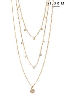 PILGRIM Gold Tone Chayenne Recycled Layered Crystal Necklace (160803) | 2,289 UAH
