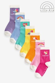 Little Bird by Jools Oliver Multi Pastel Rainbow Days of the Week Socks 7 Pack (160812) | KRW25,600 - KRW29,900