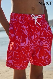 Bright Pink Leaf Printed Swim Shorts (3mths-16yrs) (160852) | KRW17,100 - KRW29,900