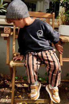 Negru/Maro - Set bluză și Dungă Pantaloni de sport de molton (3 luni - 7 ani) (161512) | 132 LEI - 166 LEI