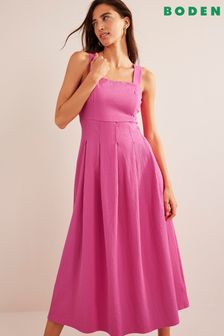 Boden Pink Strappy Seersucker Midi Dress (161541) | €44