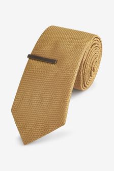 Textured Tie With Tie Clip