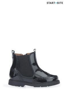 Start-Rite Black Patent Leather Zip-Up Chelsea Boots Standard Fit (161711) | ₪ 210 - ₪ 224