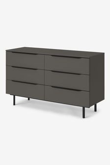 MADE.COM Graphite Grey Damien Walnut Effect Wide Chest of Drawers (161933) | €441