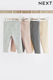 Pink/Grey Ribbed Baby Leggings 4 Pack (162171) | Kč495 - Kč570