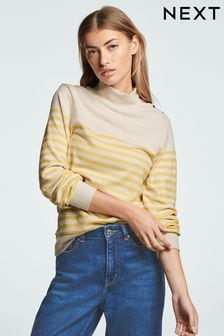 Yellow Stripe High Neck Soft Touch Lightweight Cosy Jumper Top (162344) | €16