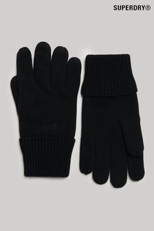Superdry Black Knitted Logo Gloves (162389) | AED100